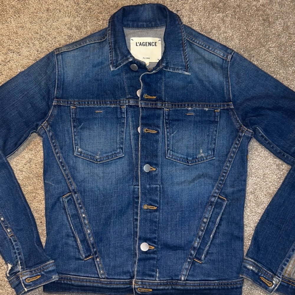 L'AGENCE Classic Blue Denim Jacket